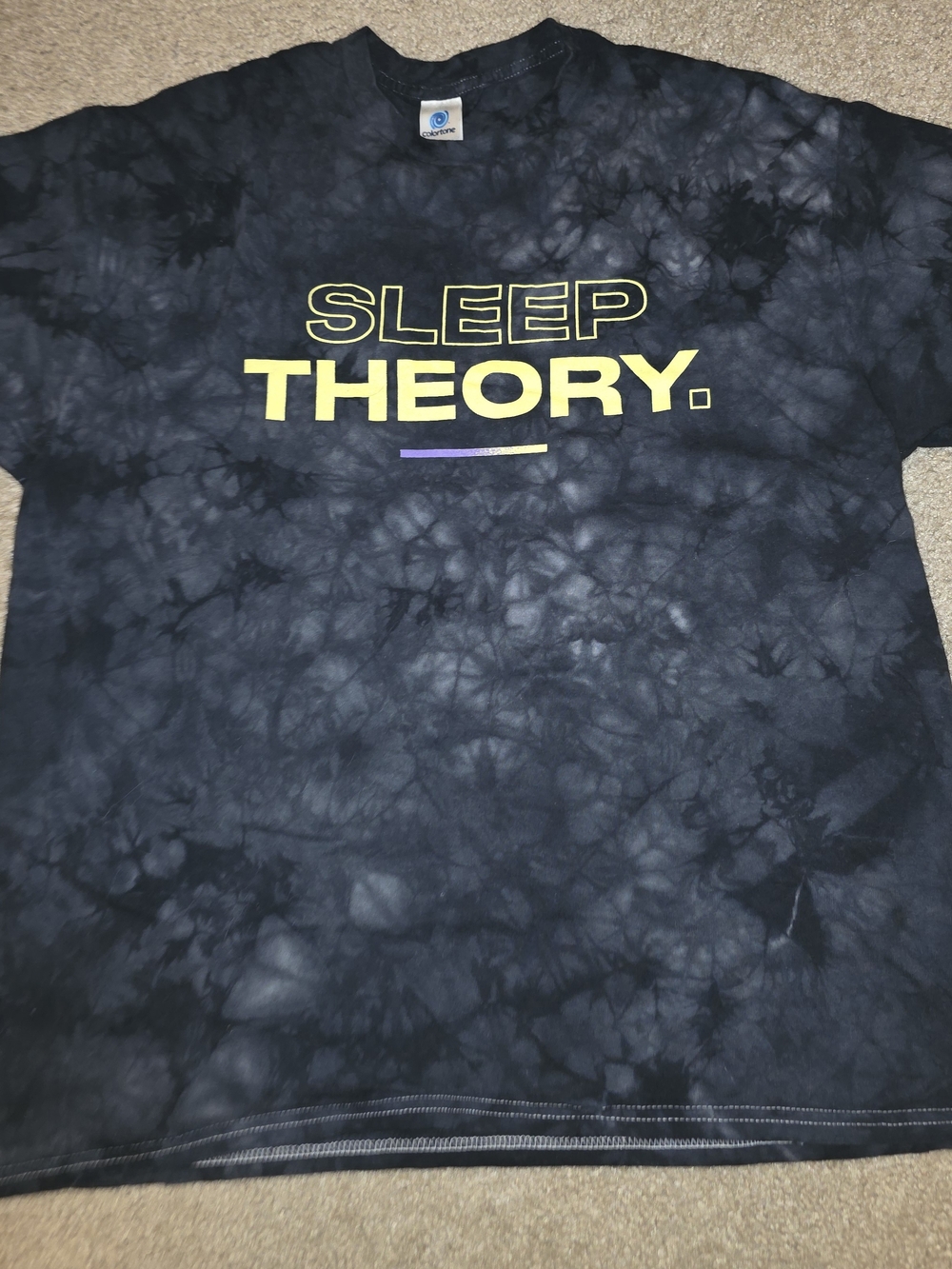 Sleep Theory Grey TieDye Band T-Shirt XL Purple Yellow Floral Graphic Back Print